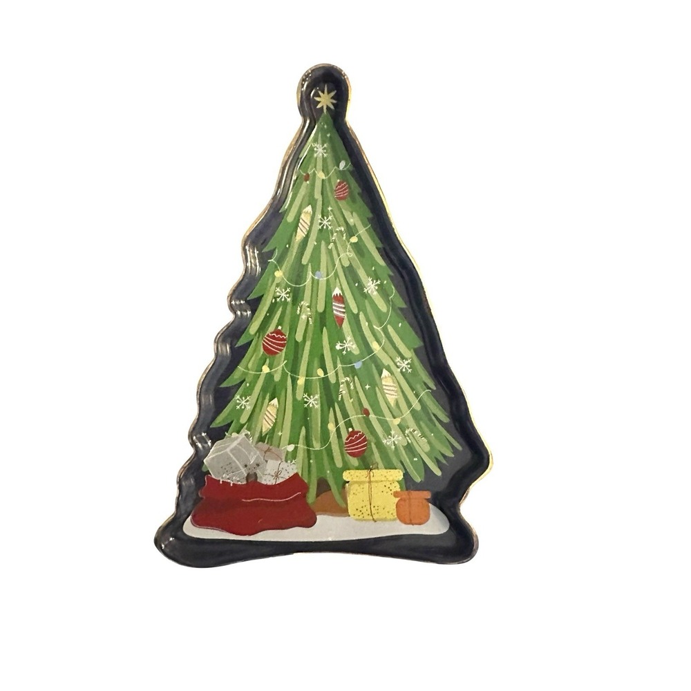 Bklyn Ceramic Christmas Tree Spoon Rest Holiday Colorful Kitchen NWT